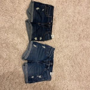 2 PAIRS HOLLISTER DENIM CUFFED STRETCH SHORTS SIZE 7